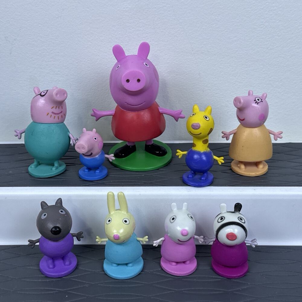 PEPPA PIG Figure Lot 9 Piece - Nick Jr PVC TOY 2003 - Cake Topper
